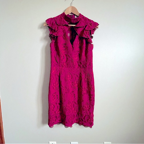 Lace Cocktail Dress by Adelyn’s Rae: Dark Raspberry - Picture 4 of 11